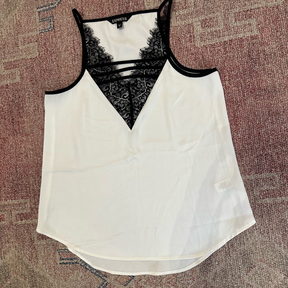 Express Satin and lace dress cami top xs black and white